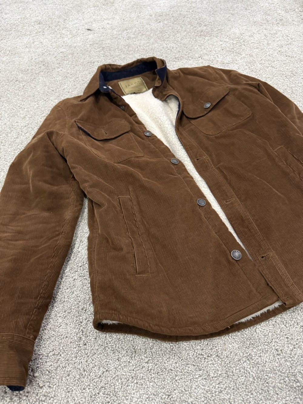 Jachs Brown Corduroy Sherpa-Lined Shirt Jacket